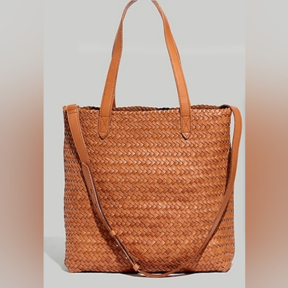 Medium Transport Tote Woven Leather